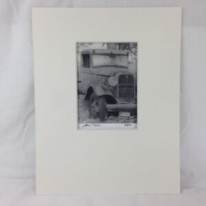 Black & White Photo Rusty 1934 Ford Pickup Truck Matted Signed Art Photography